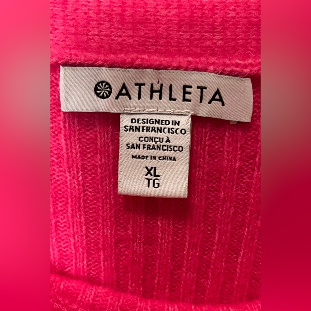 Athleta Merino Extra Fine Wool Blend Ribbed Sweater w. Boat neck - Pink - XL - Picture 7 of 16